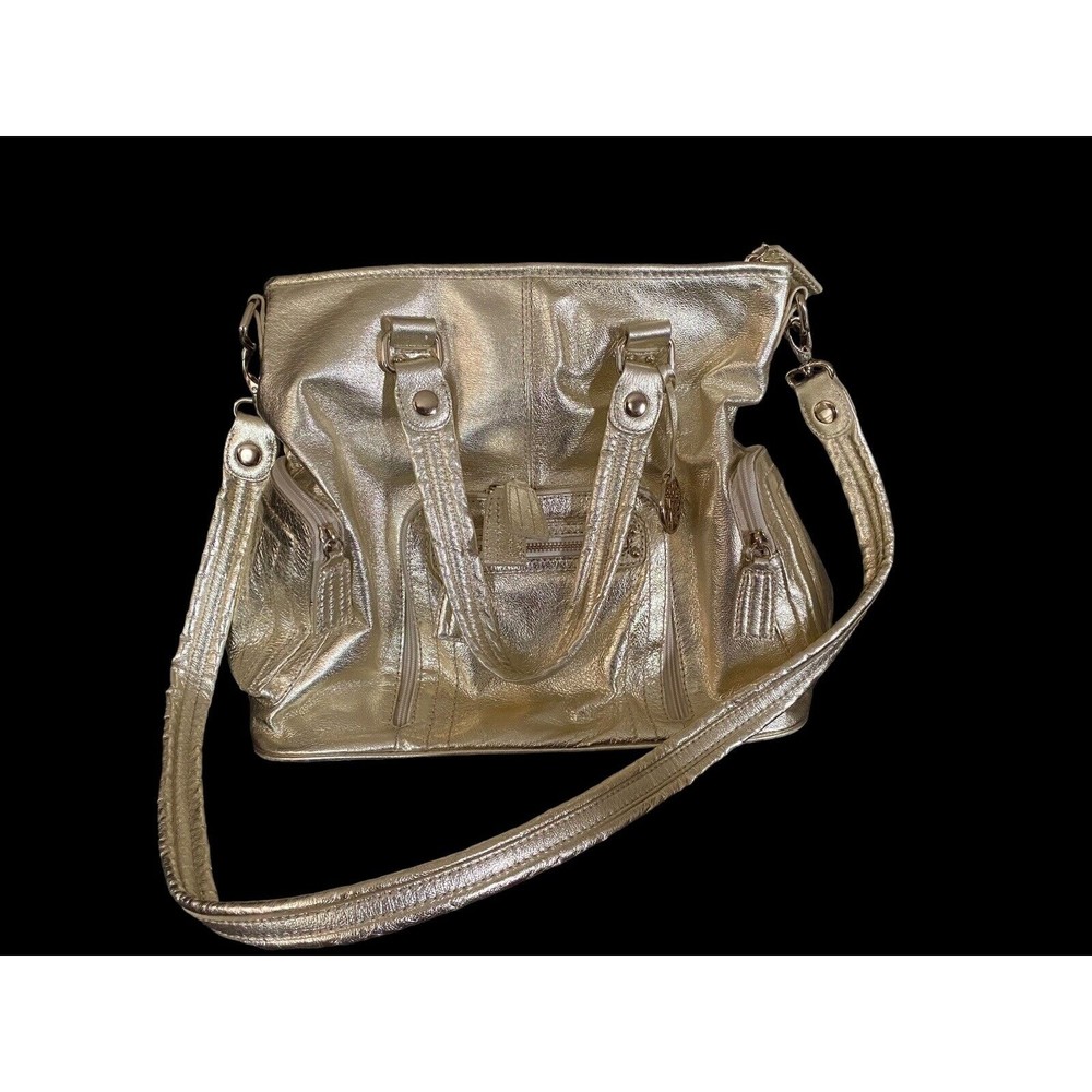 NEW The Sak Leather Bag Purse Handbag Tote Satchel Handles Metallic Gold